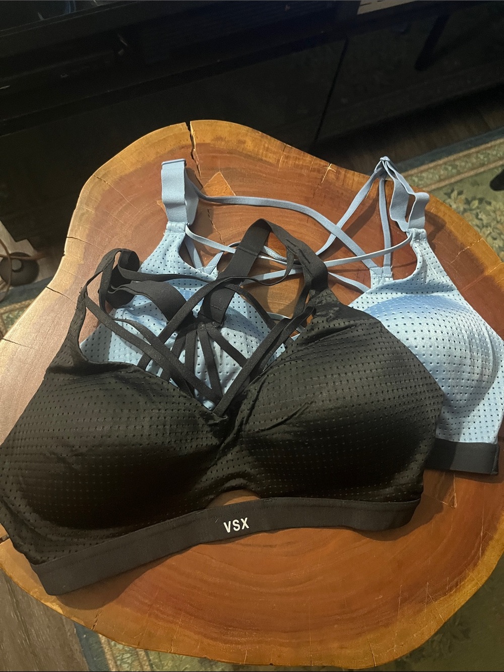 VSX Black & Light Blue Strappy Wireless Sports Bras